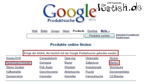 Die Google Produkt Suche